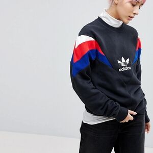 Adidas Black and Red Crewneck Sweater with Iconic Logo